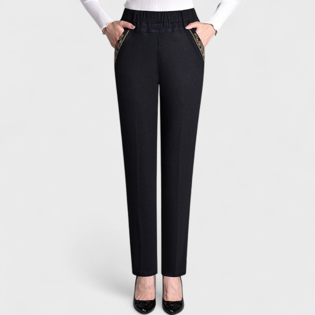 Women's Elasticated-Waist Stretchy Jeans – Black