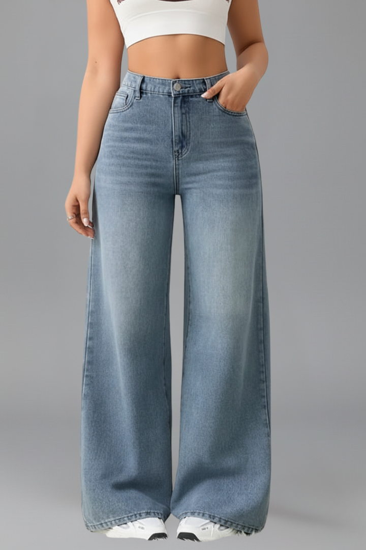 Women's High Rise Wide-Cut Jeans – Blue