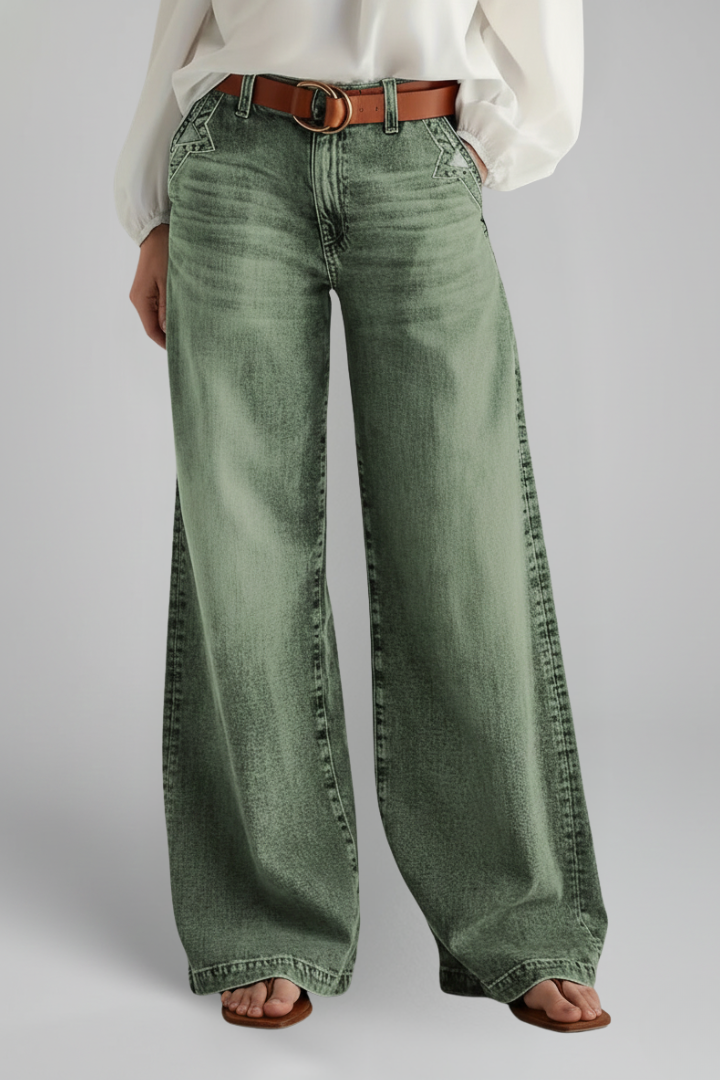 Women's Army High Rise Wide-Cut Jeans – Army Green