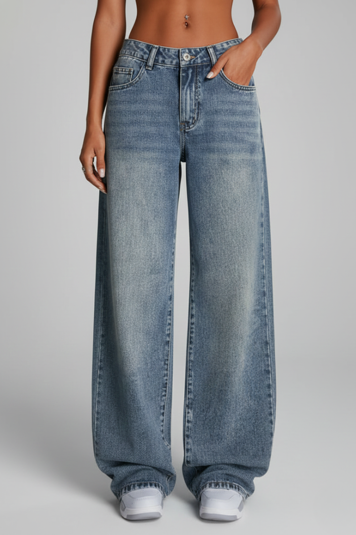 Women's Easy-Fit Wide-Cut Jeans – Blue