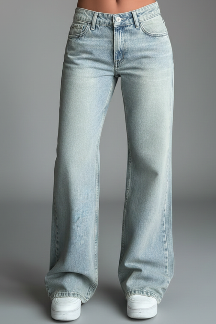 Women's Low Rise Straight-Cut Jeans – Light Blue