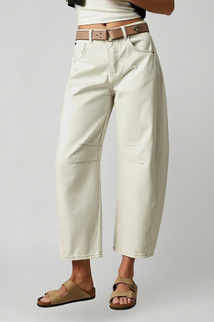 Women's High-Rise Stretchy Wide-Cut Jeans – White