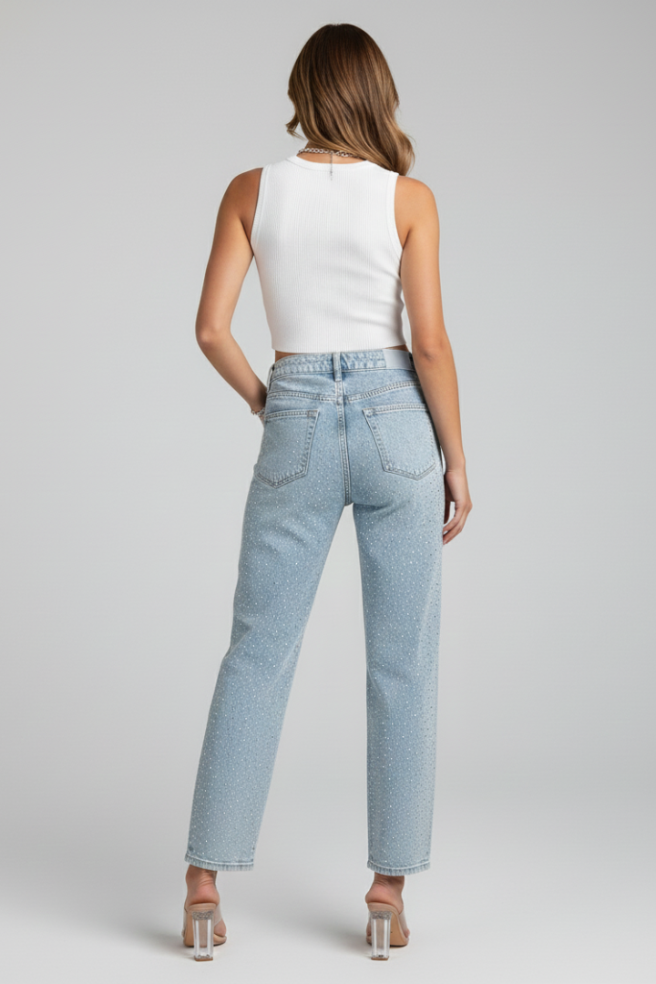 Women's High-Rise Shimmer Straight-Cut Jeans – view 4
