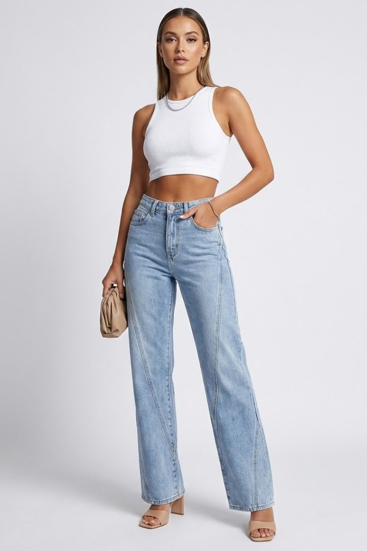 Women's Timeless High-Rise Straight-Cut Jeans – Blue