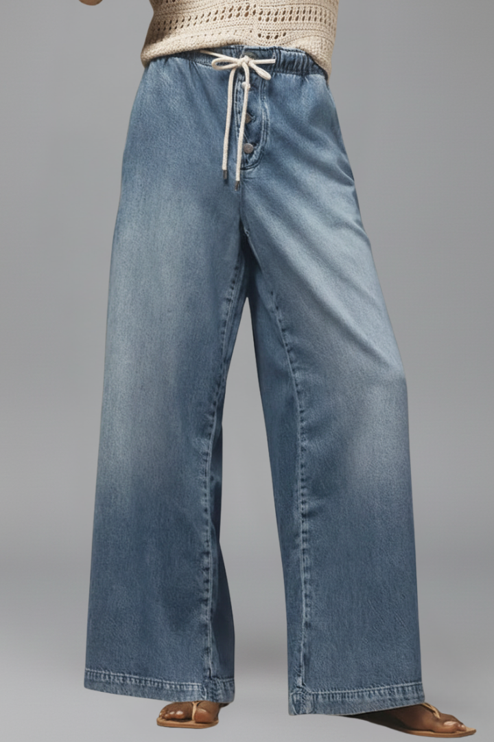 Women's Light Tie-Waist Wide-Cut Jeans – view 1