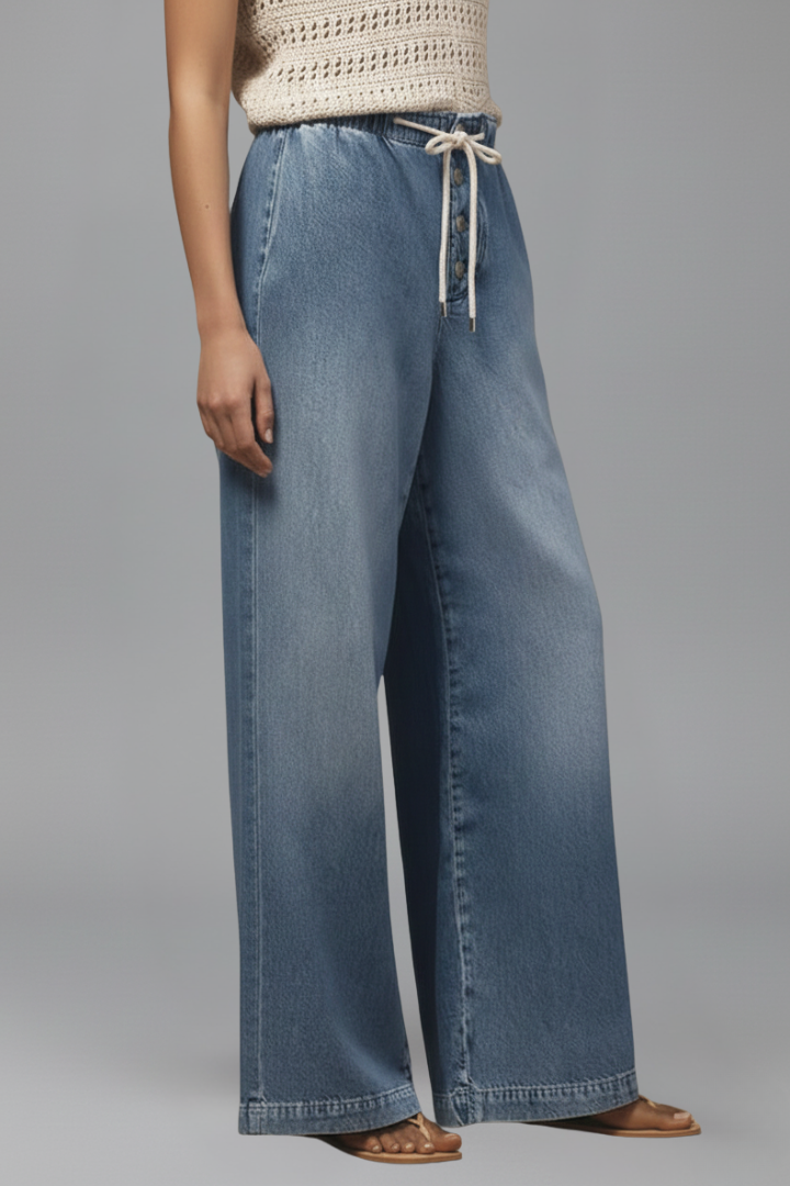 Women's Light Tie-Waist Wide-Cut Jeans – view 2