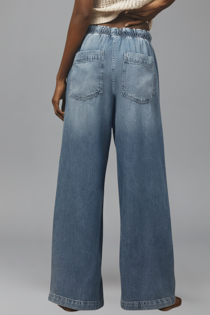 Women's Light Tie-Waist Wide-Cut Jeans – view 3