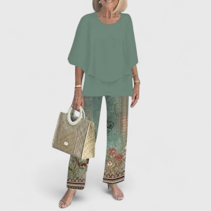 Women's Print-Detail Two-Piece Pants Set – Sage Boho Print