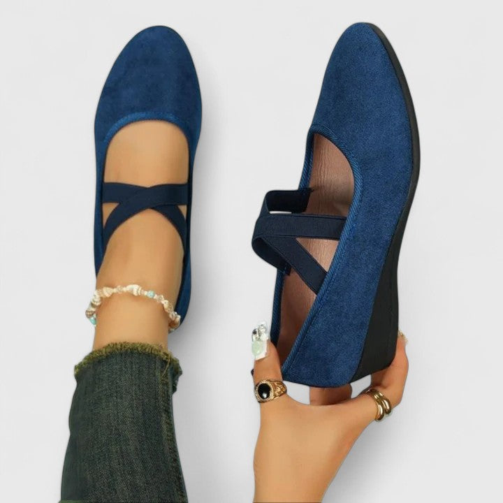 Women's Support Cross-Strap Flats – Blue