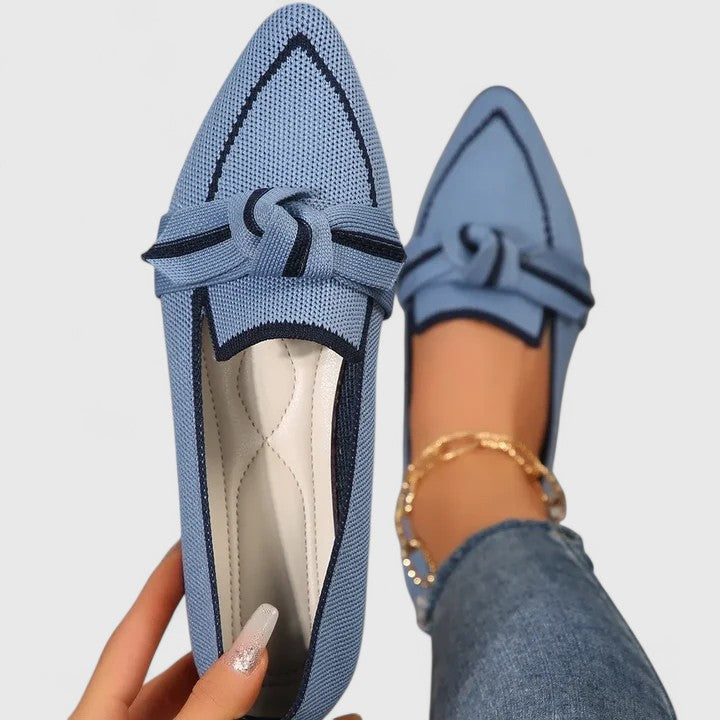 Women's Support Pointed-Toe Knot Loafers – Light Blue