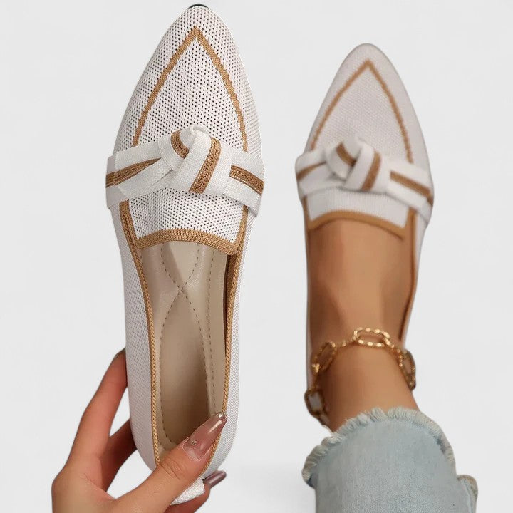 Women's Support Pointed-Toe Knot Loafers – White