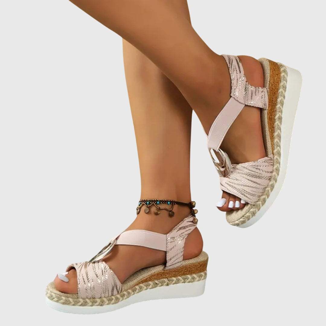 Women's Support Buckle-Strap Elevated Sandals – Pink