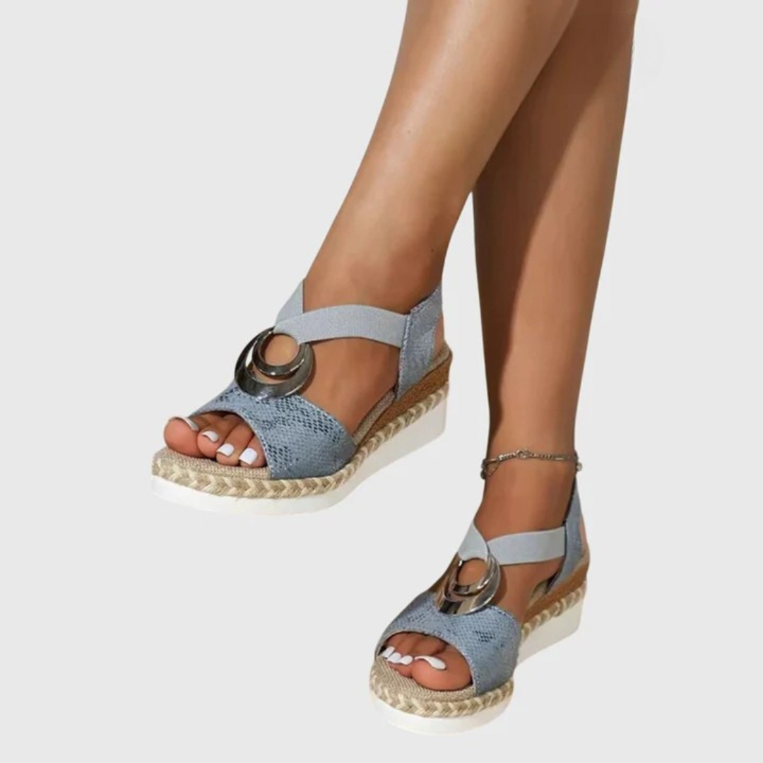 Women's Support Buckle-Strap Elevated Sandals – Blue