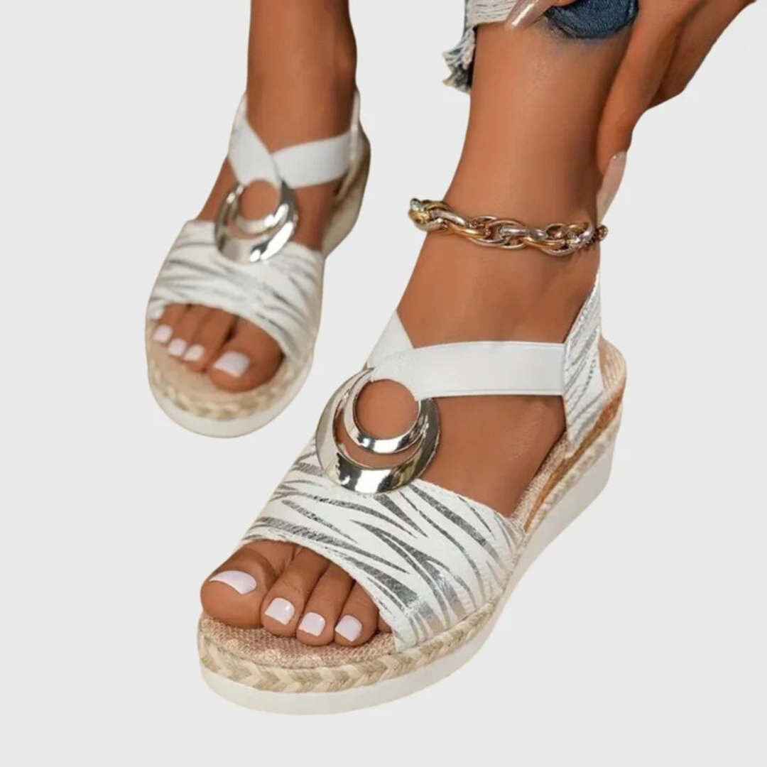 Women's Support Buckle-Strap Elevated Sandals – White