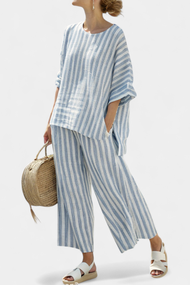 Women's Stripe-Detail Two-Piece Pants Set – view 1