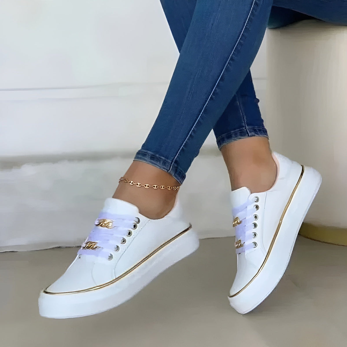 Women's Support Platform-Sole Tie-Front Sneakers – view 4