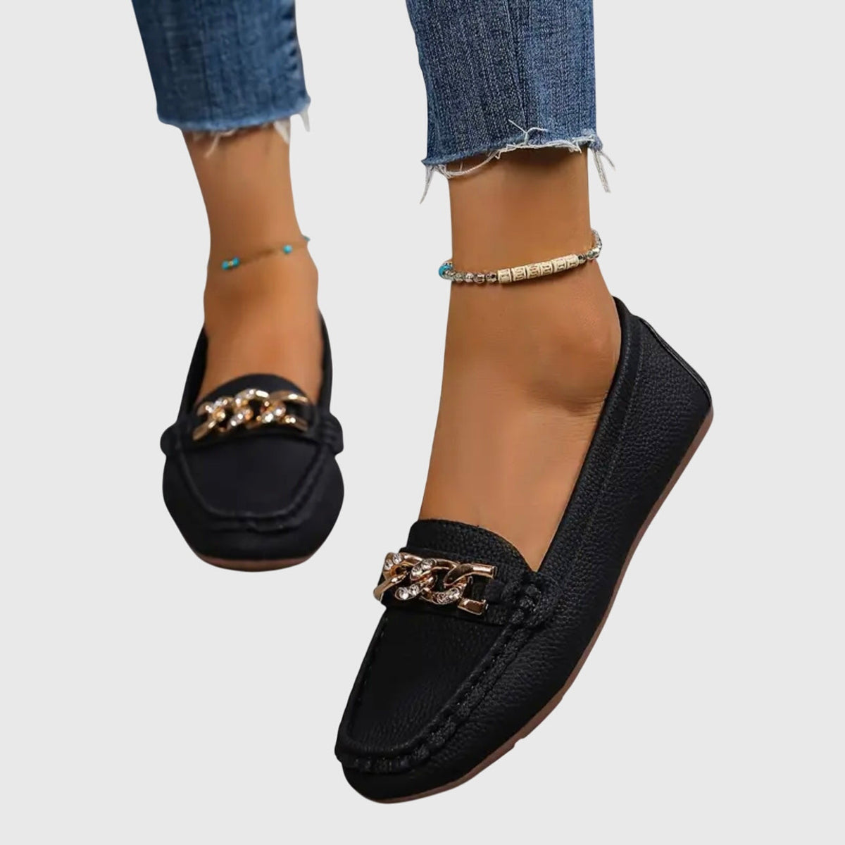 Women's Support Chain-Detail Loafers – Black
