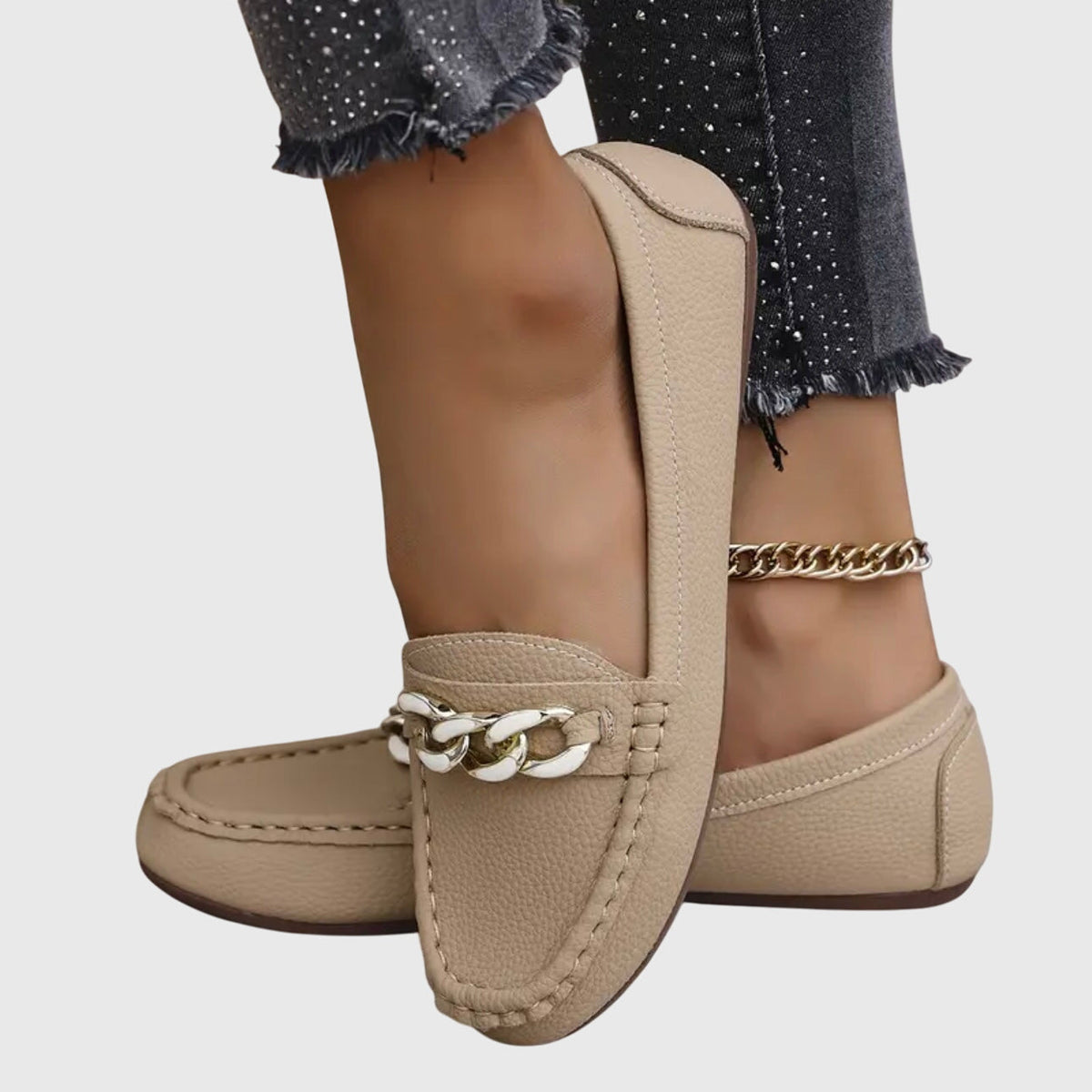 Women's Support Chain-Detail Loafers – Beige