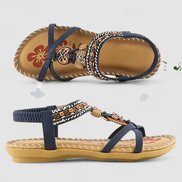 Women's Support Multi-Strap Flat-Sole Sandals – Cobalt Blue