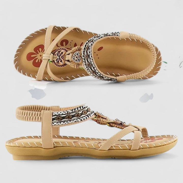 Women's Support Multi-Strap Flat-Sole Sandals – Mahogany Brown