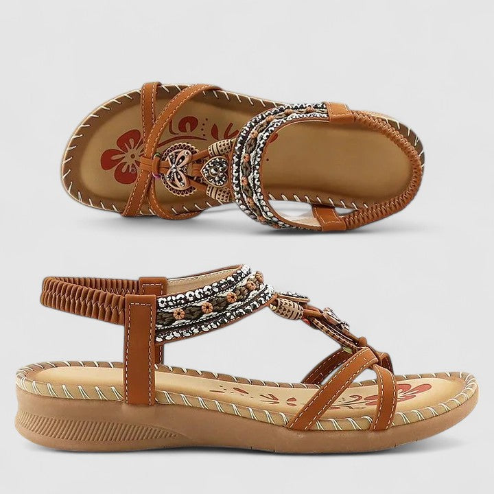 Women's Support Multi-Strap Flat-Sole Sandals – Beige Bali