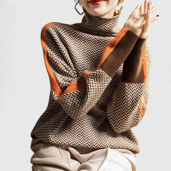 Women's High Collar Stripe-Detail Knit Pullover – view 3