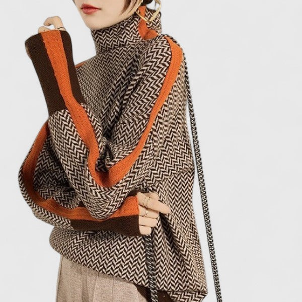 Women's High Collar Stripe-Detail Knit Pullover – view 2