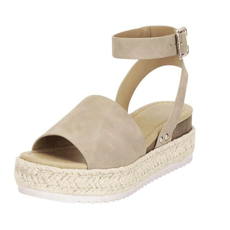 Women's Support Flatform Ankle-Strap Sandals – Khaki