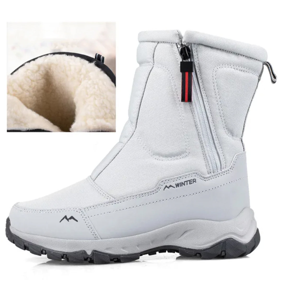 Men's Water-Repellent Mid-Calf Snow Boots for Everyday Wear – White