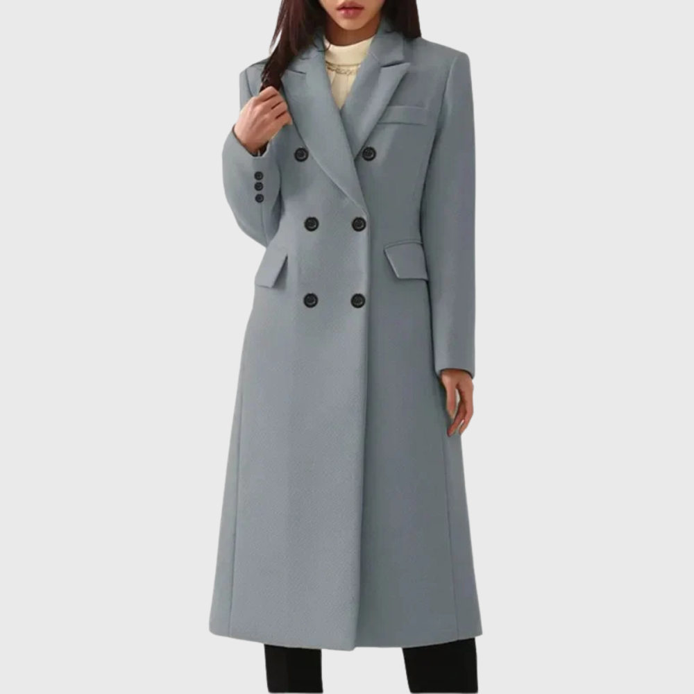 Women's Double-Breast Wool Coat – Gray