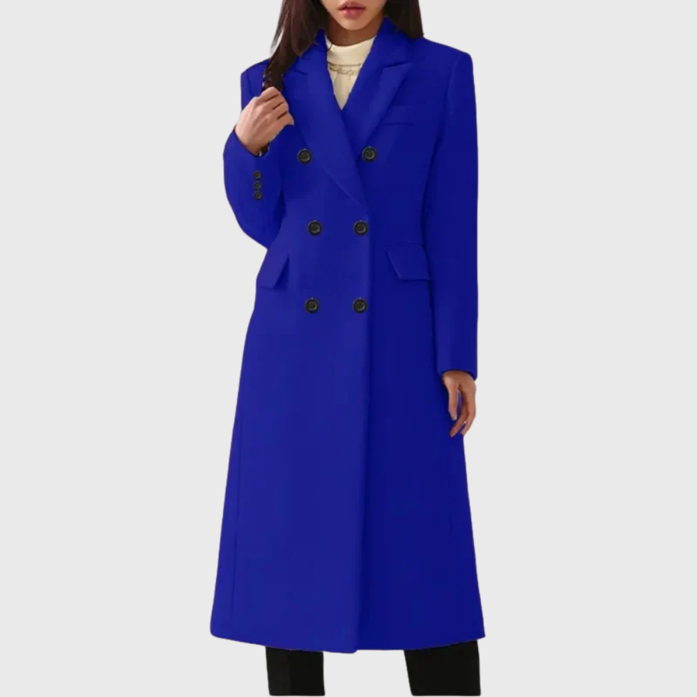 Women's Double-Breast Wool Coat – Blue
