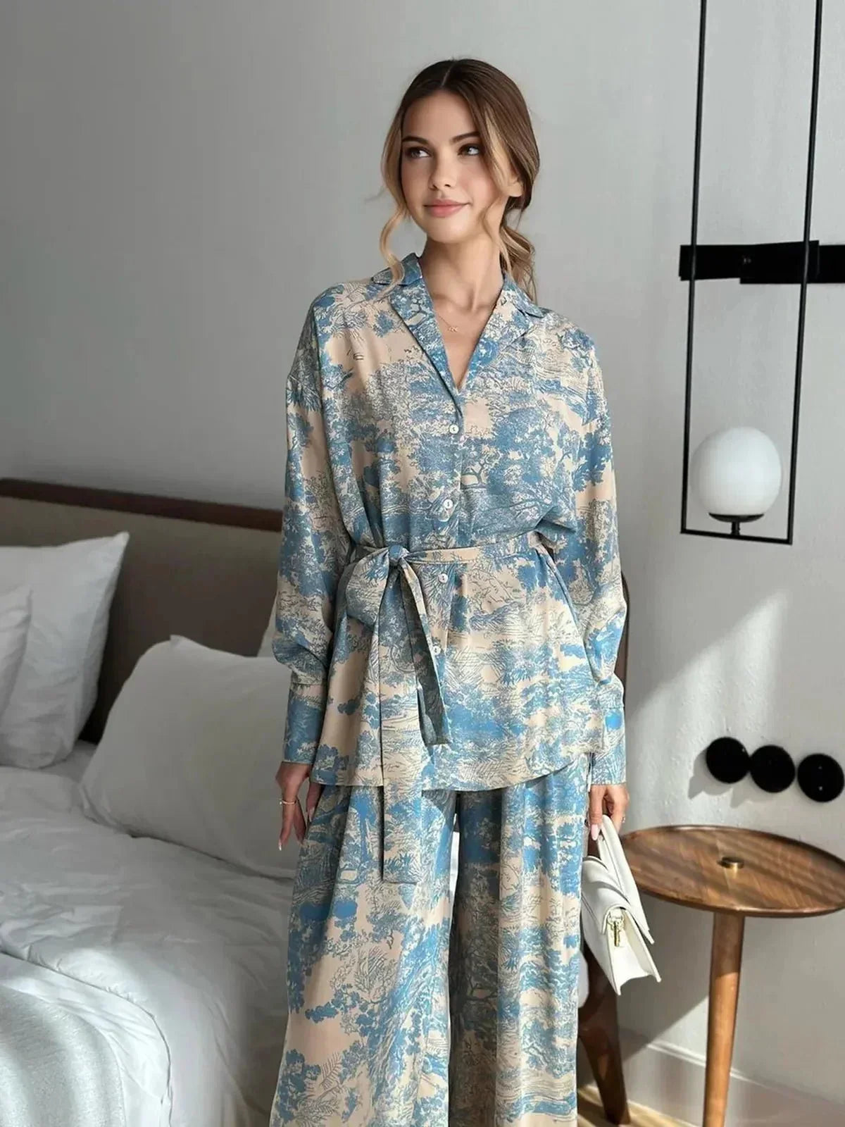 Women's Print-Detail Wide-Cut Pants Set – view 4