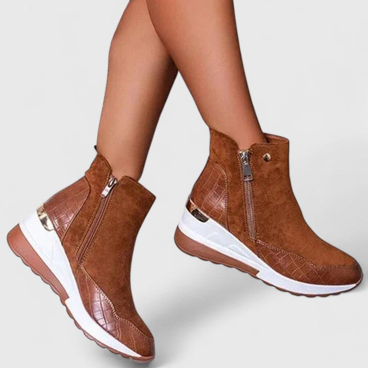 Women's Support Suede-Finish Boots – Brown
