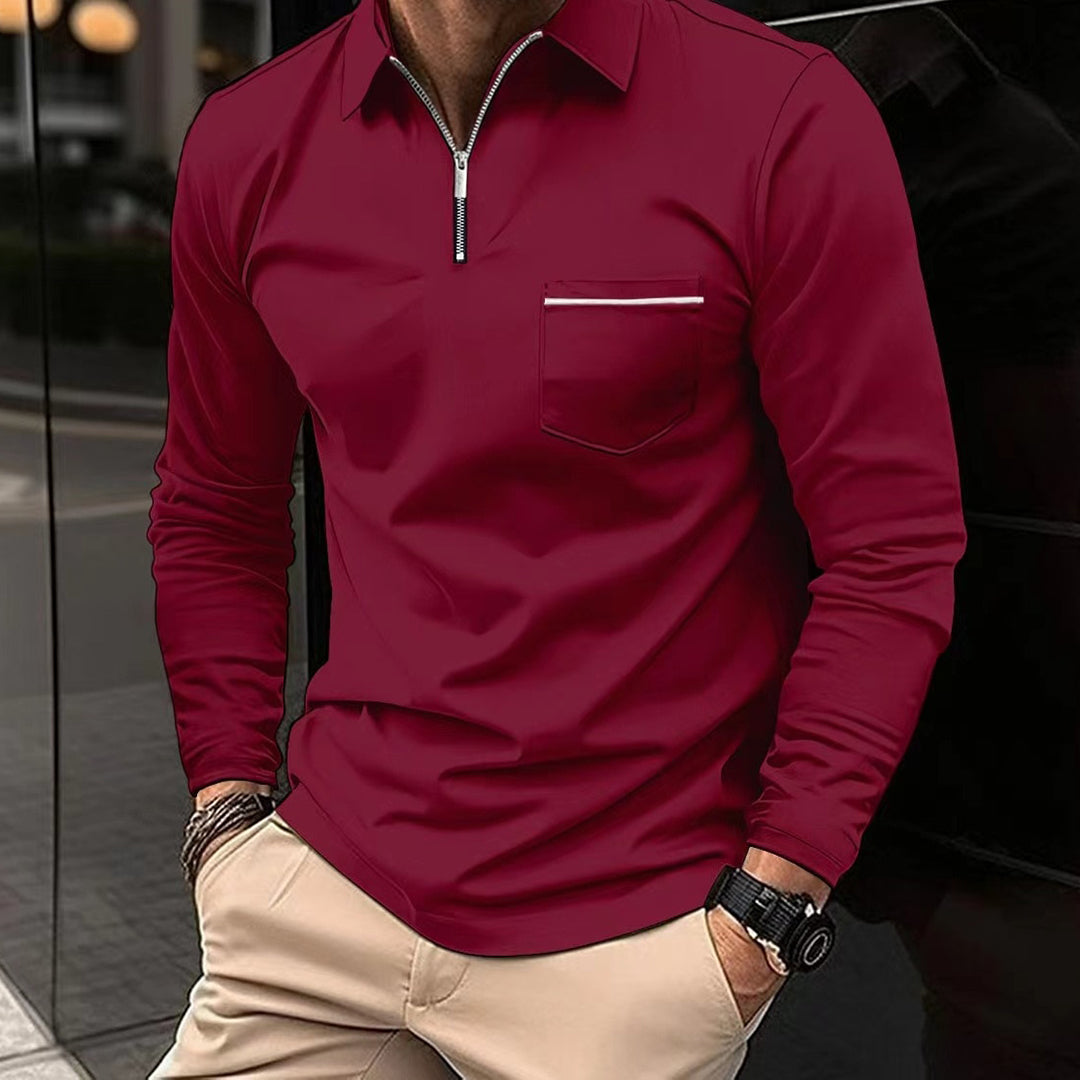 Men's Long-Sleeve Cotton Blend Polo Shirt for Outdoor Wear – view 6