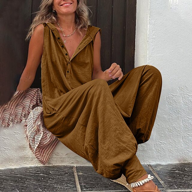 Women's Plush Stretchy Everyday Jumpsuit – Caramel