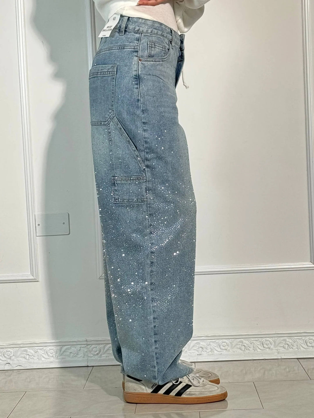 Women's Rhinestone Wide-Cut Jeans – view 4