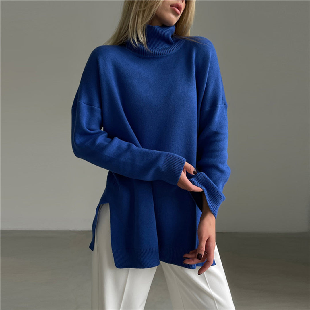 Women's Easy-Fit Roll-Neck Knit Pullover with Side Splits – view 7