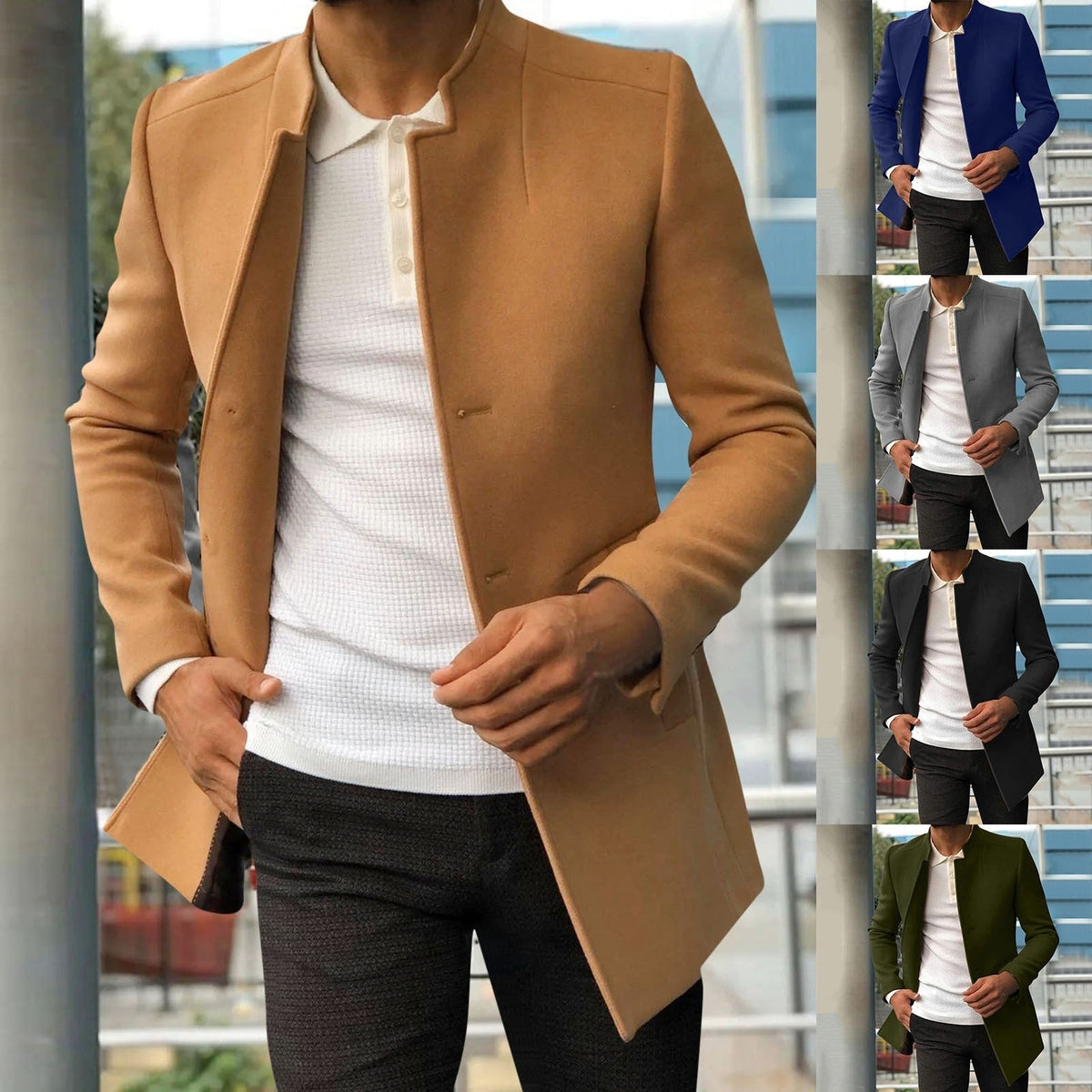 Men's Fitted Tweed Jacket with Classic Collar – view 6