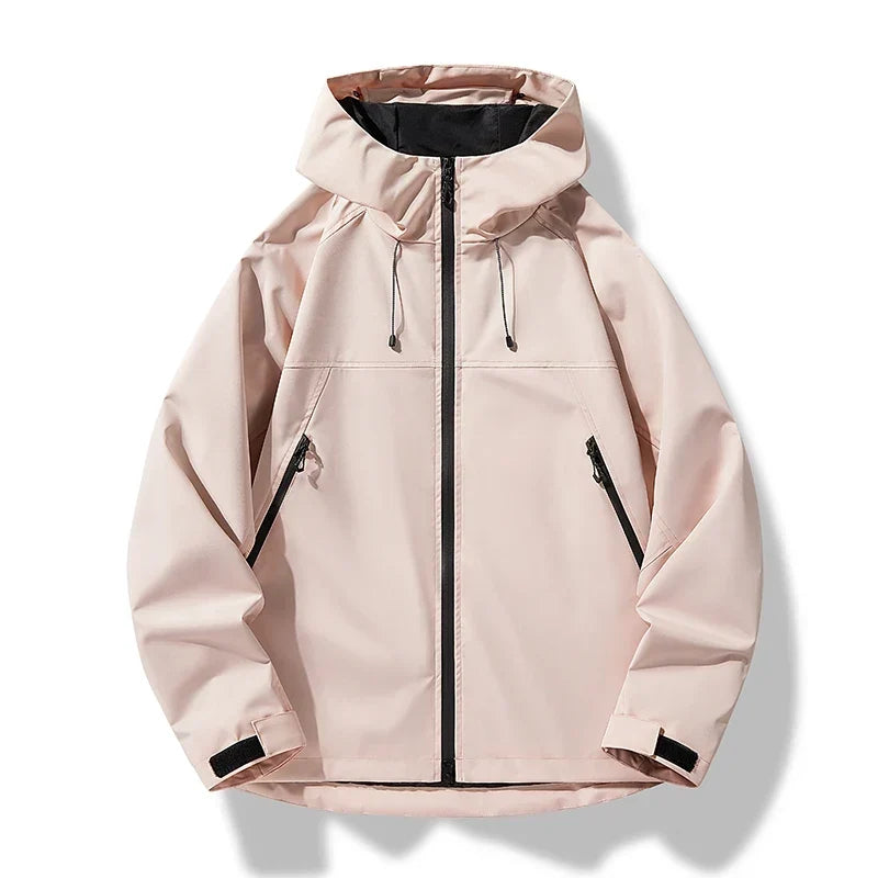 Men's Hood-Detail Weatherproof Rain Jacket – Light Pink