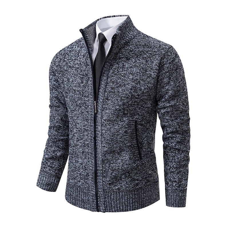 Men's Textured Knit Zip Knit Cardigan with Side Pockets – view 6