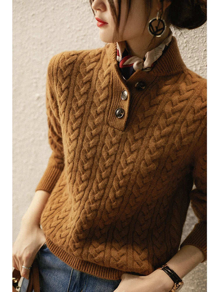 Women's Button-Up Cable-Knit Pullover – view 3
