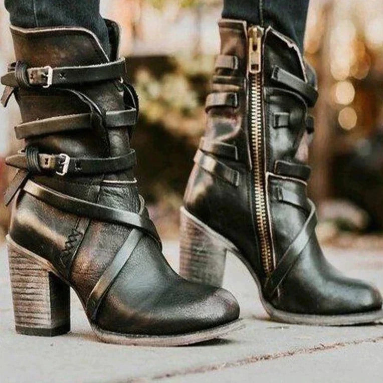 Women's Retro Suede-Style Cold-Weather Boots with Soft Lining – Black