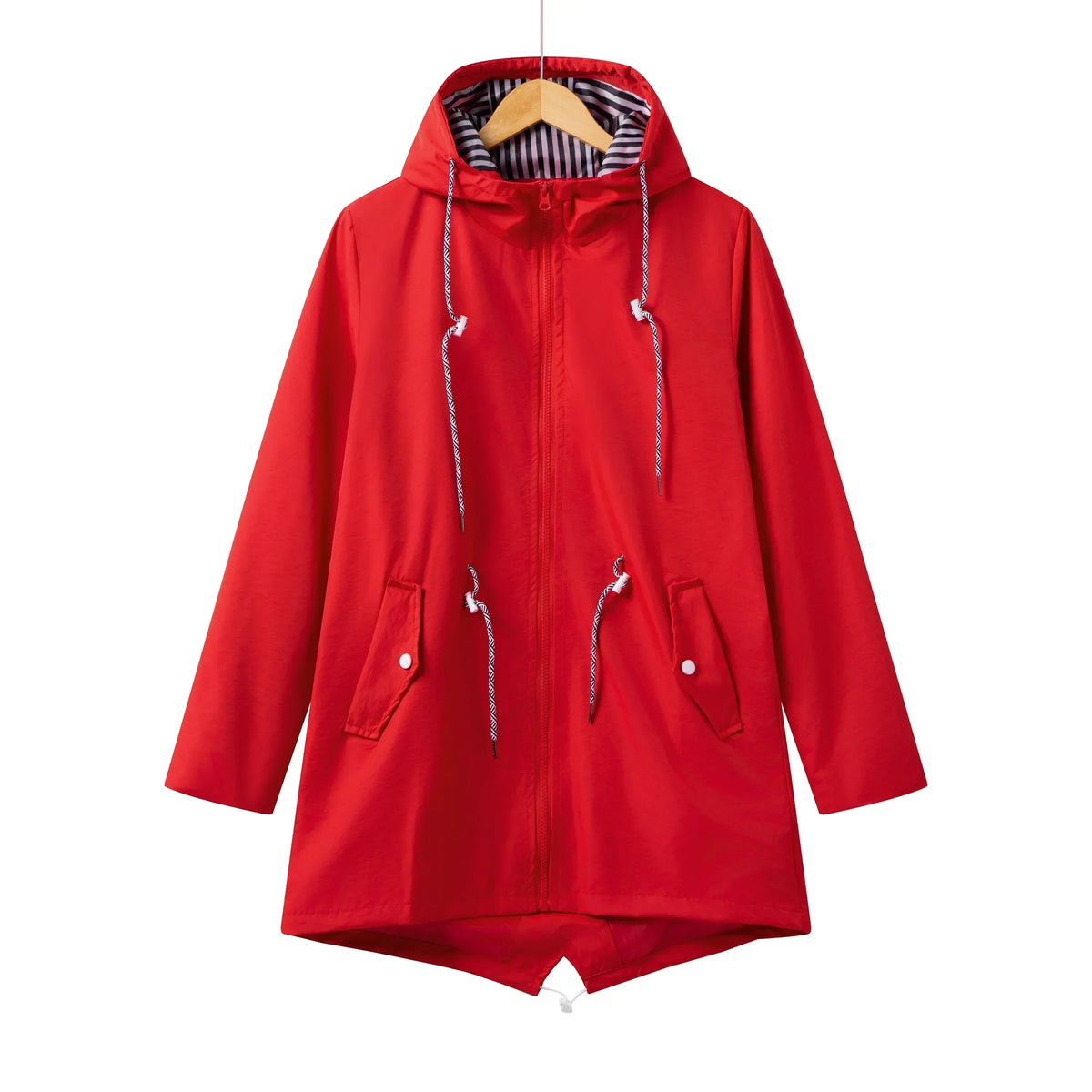 Women's Hood-Detail Full-Zip Parka – Red
