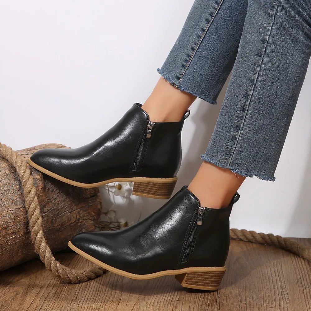 Women's Support Wide-Fit Side-Zip Booties – Black