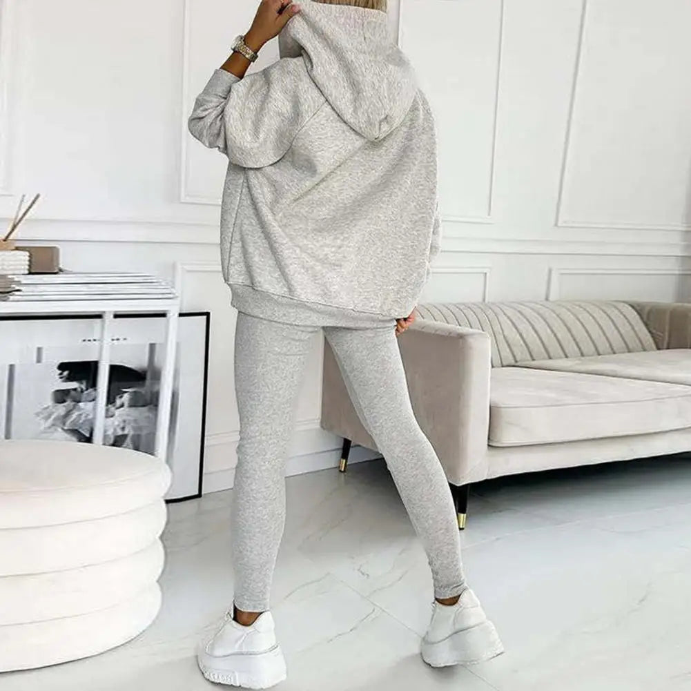 Women's Button-Neck Hoodie and Leggings Two-Piece Set for Layering – view 8