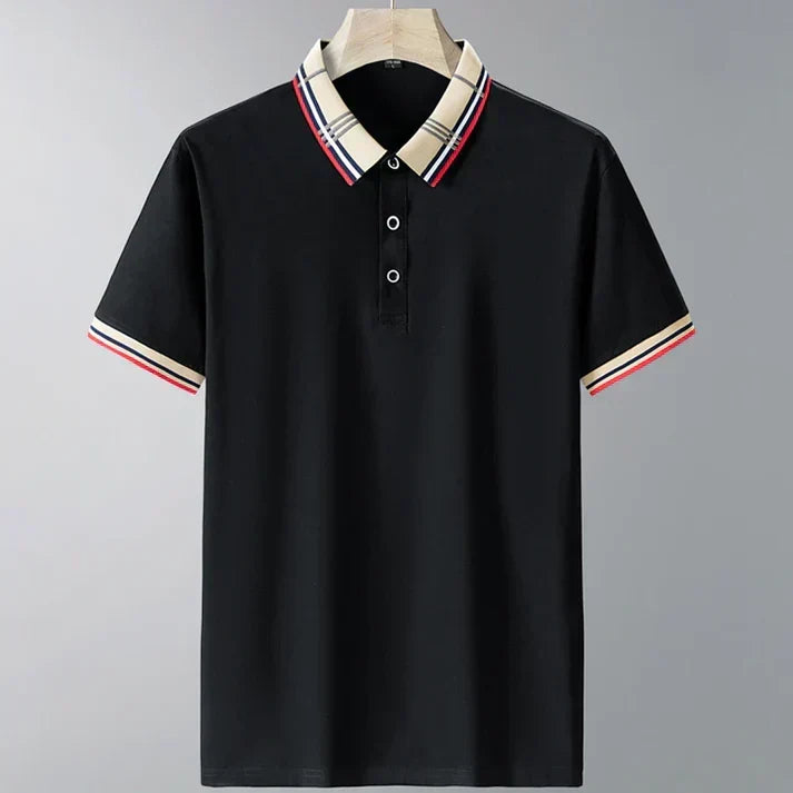 Men's Contrast Collar Short-Sleeve Polo Shirt for Evening Wear – view 7