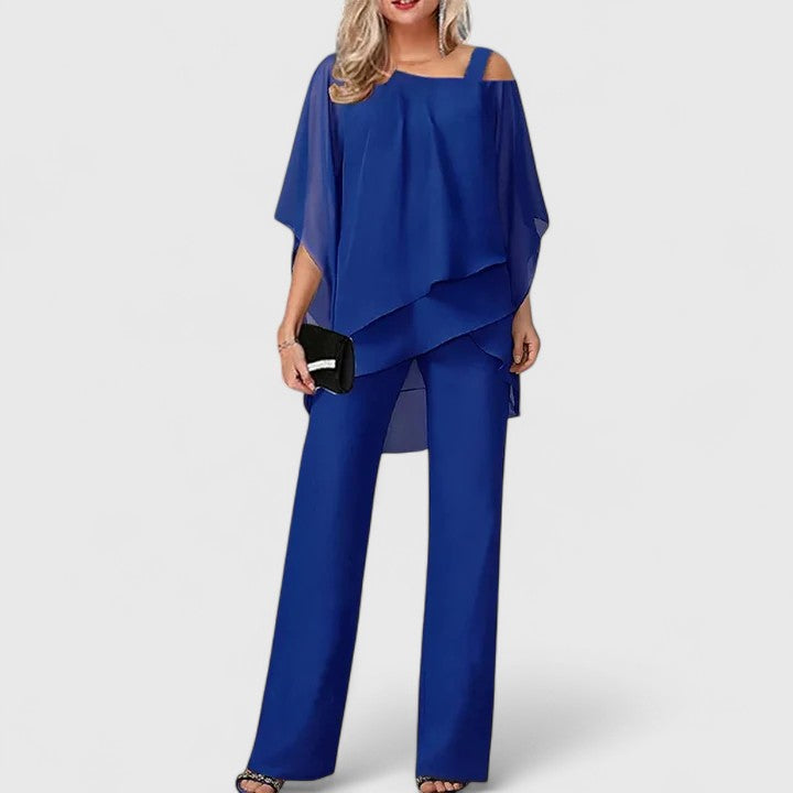 Women's Elegant Two Piece Pant Set for Everyday Wear – Sapphire Blue