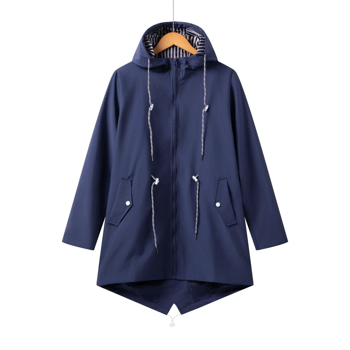 Women's Hood-Detail Full-Zip Parka – Navy Blue