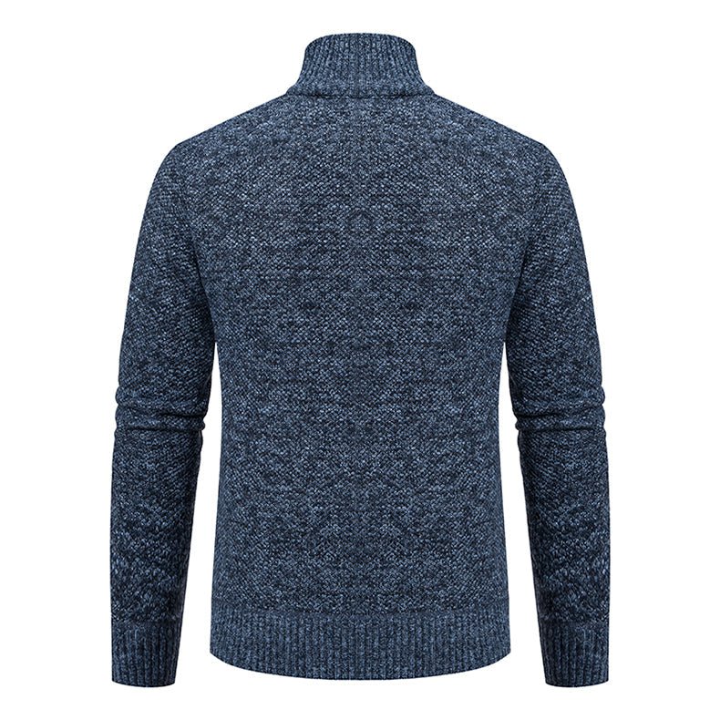 Men's Textured Knit Zip Knit Cardigan with Side Pockets – view 9