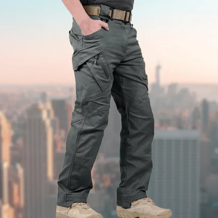 Men's Reinforced-Knee Straight-Cut Cargo Pants – Dark Gray